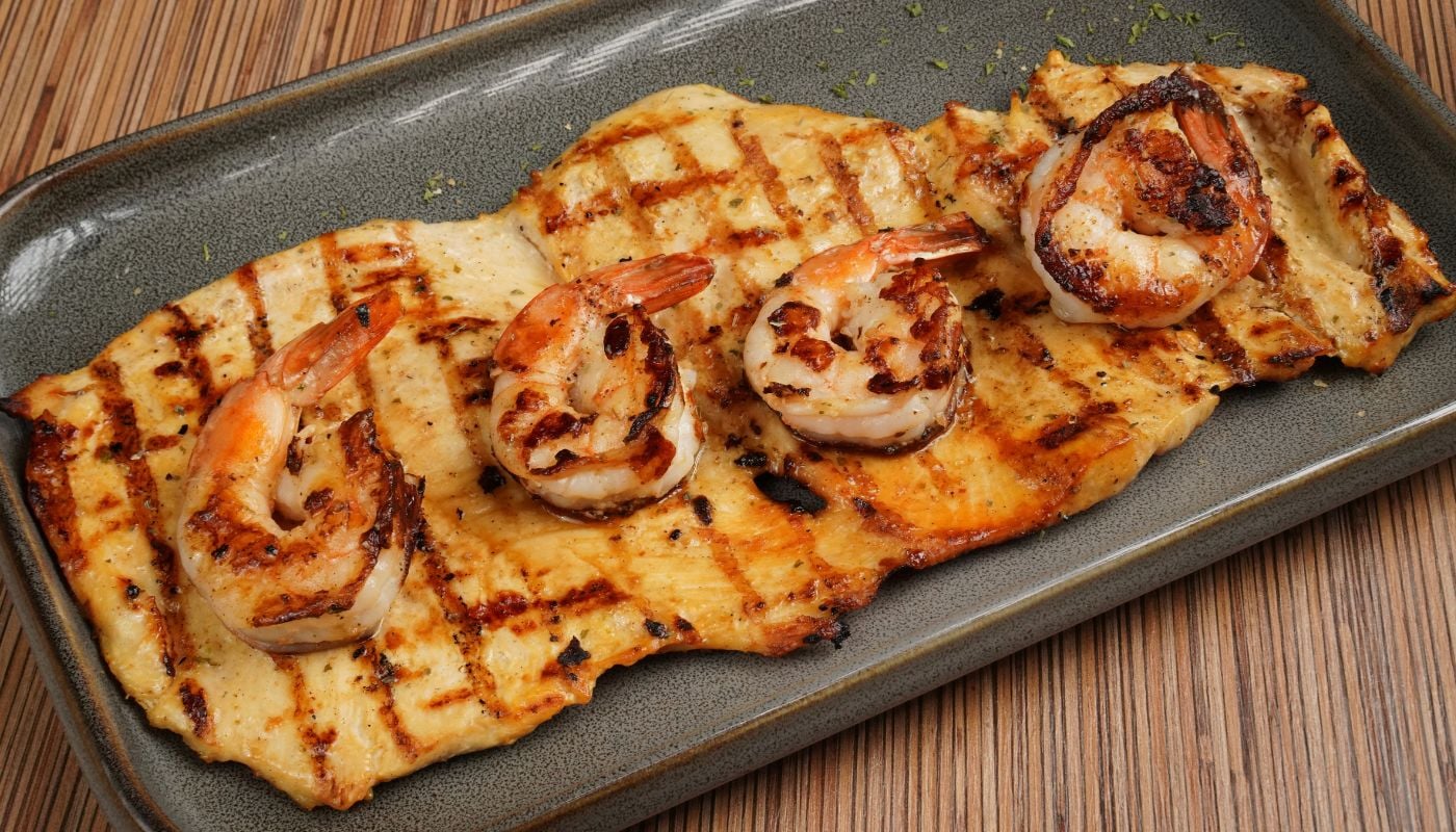 Pechuga Rancho Pechuga con Camarones al Grill - Rancho Mateo Elizabeth